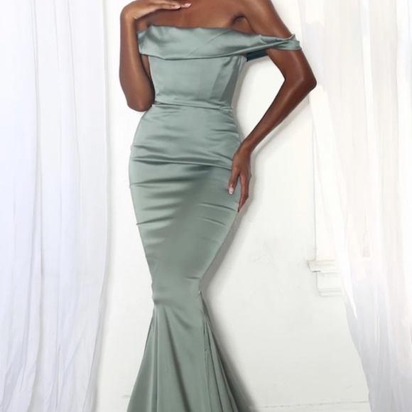 Dresses & Skirts - Satin Sage Mermaid dress-BRAND NEW